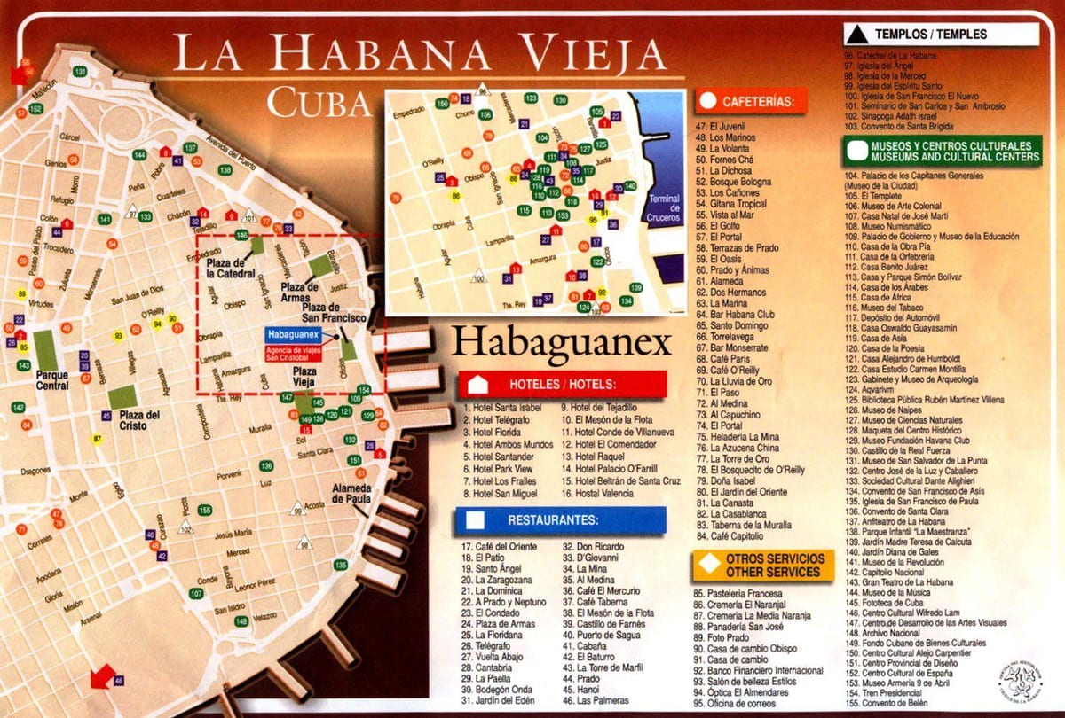 Havana turistični zemljevid