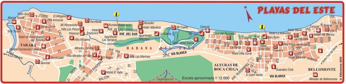 zemljevid playa del este Kubi