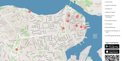 Havana, Kuba turistični zemljevid
