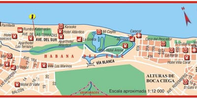 Zemljevid playa del este Kubi